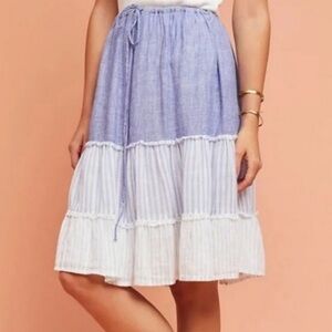 Rails Blue and White Tiered A-Line Skirt